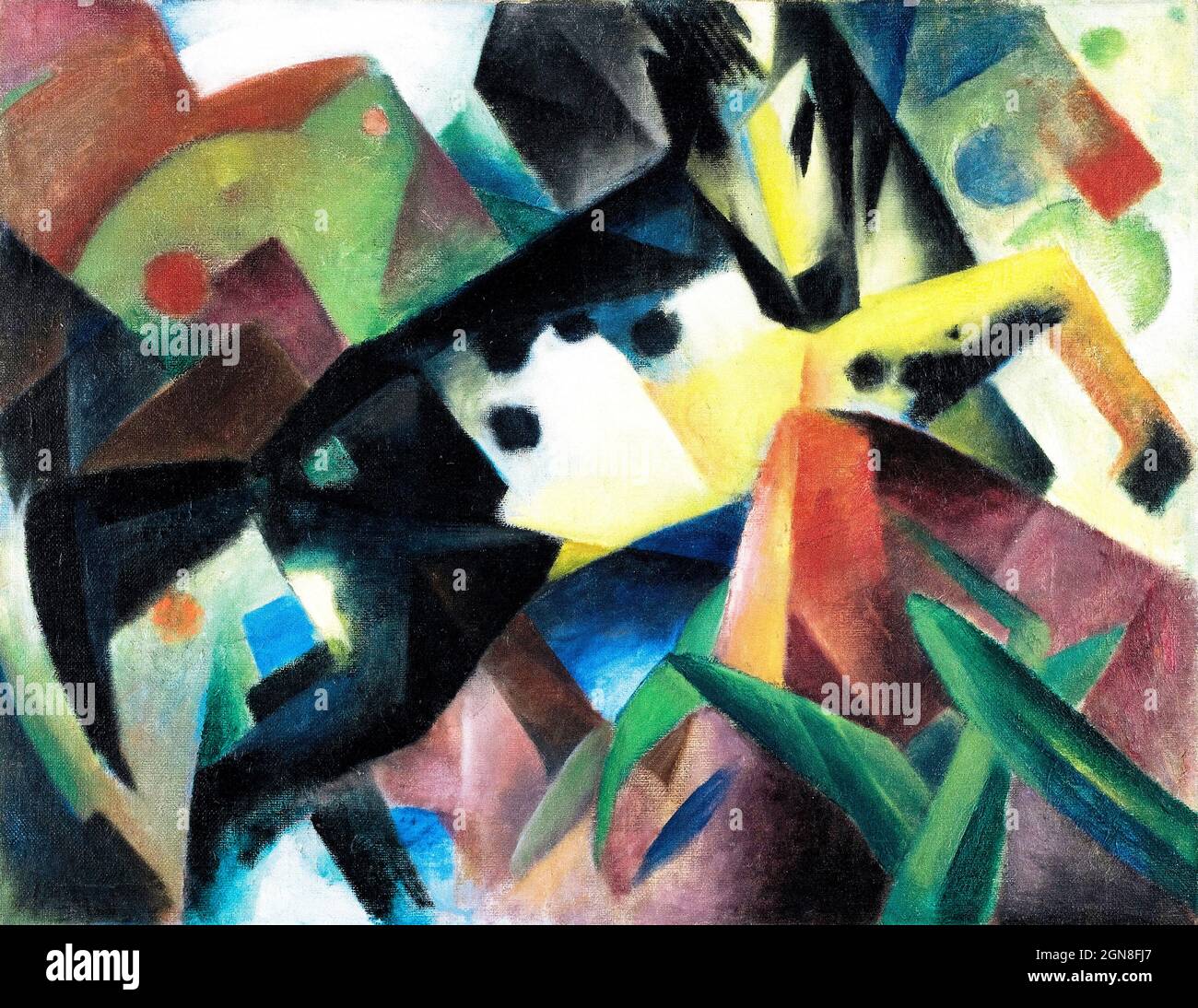 Franz Marc. Painting entitled Jumping Horse, 1912.  Franz Moritz Wilhelm Marc (1880-1916) was a leading figure in the German Expressionist movement Stock Photo