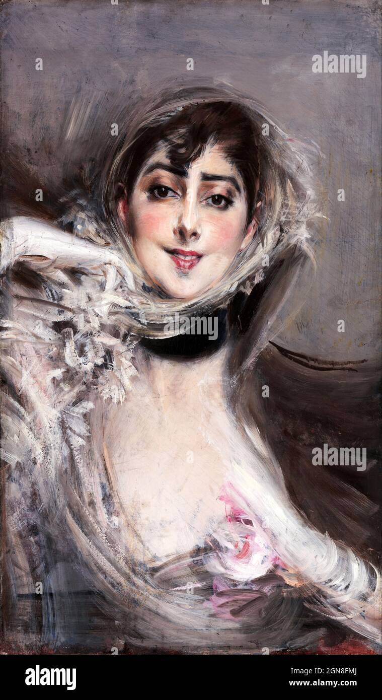 Gloved Woman by the Italian artist, Giovanni Boldini (1842-1931), oil on canvas, c. 1901 Stock Photo