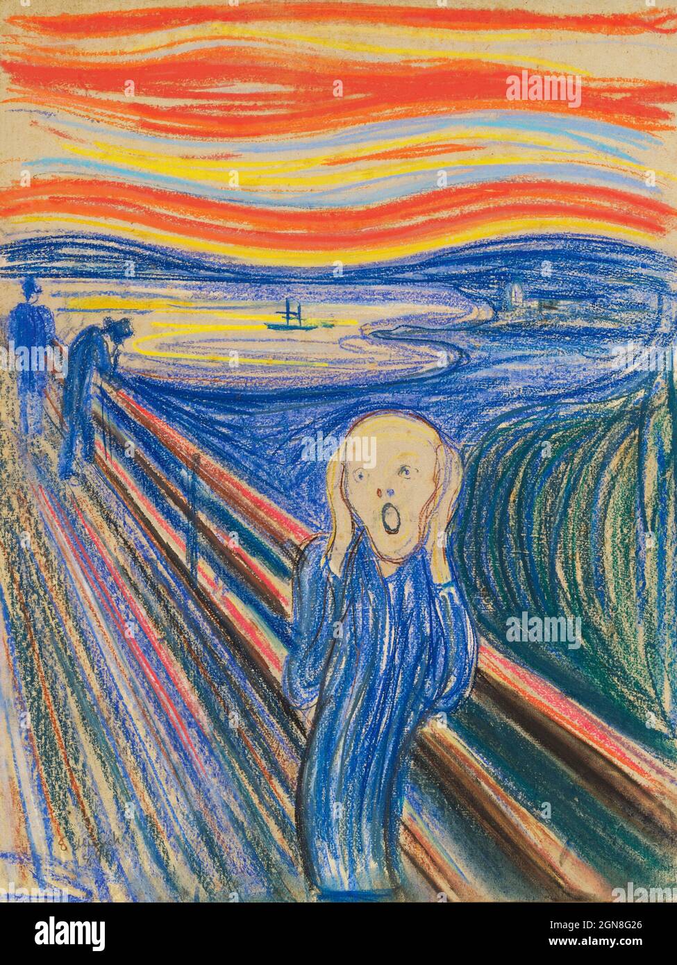 This is one of several versions of the painting The Scream. This version, executed in 1895 in pastel on cardboard, was sold on 2 May 2012 for $119,922 Stock Photo