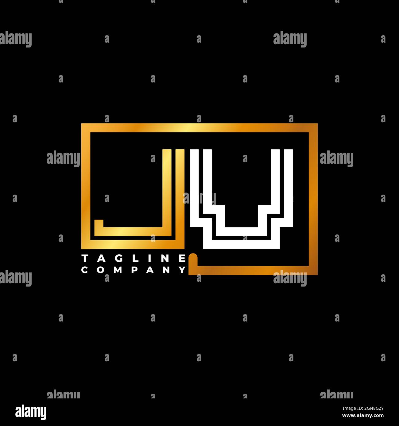 JV Logo Letter Monogram Shape Line Golden Vector Template Business