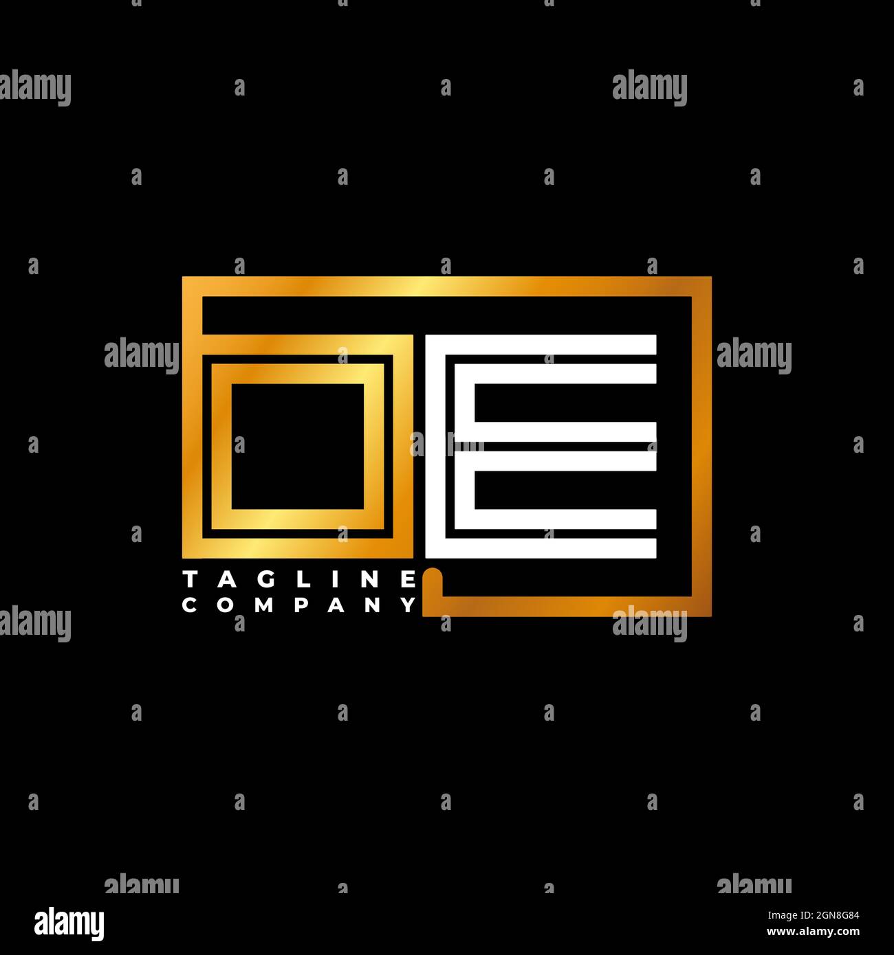 OE Logo letter monogram shape line golden vector template. Business monogram company Stock Vector
