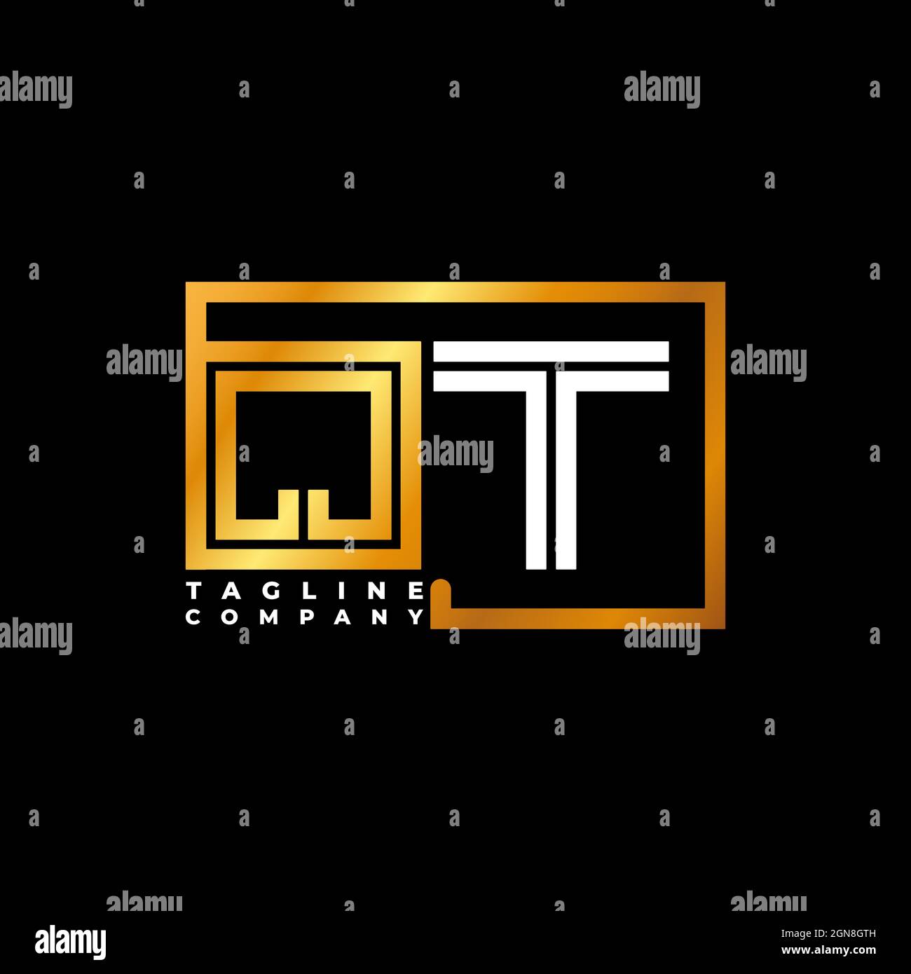 QT Logo letter monogram shape line golden vector template. Business