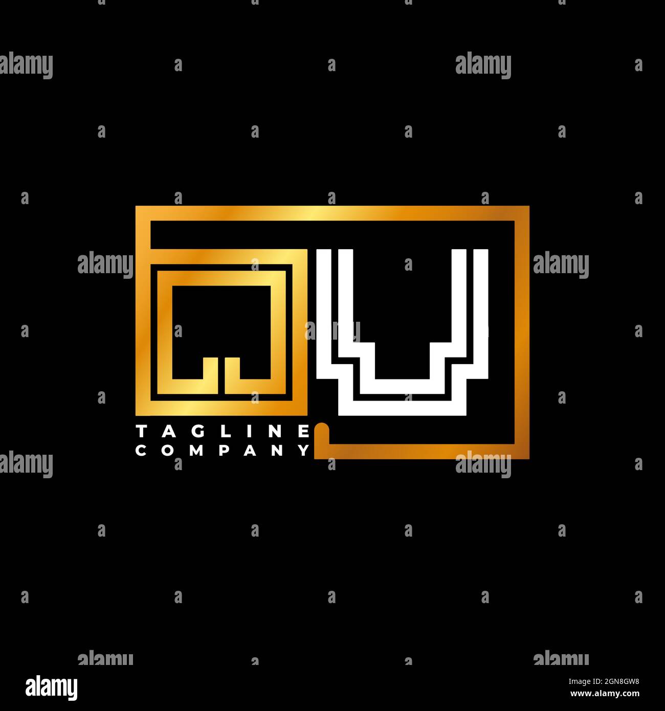 QV Logo letter monogram shape line golden vector template. Business monogram company Stock Vector