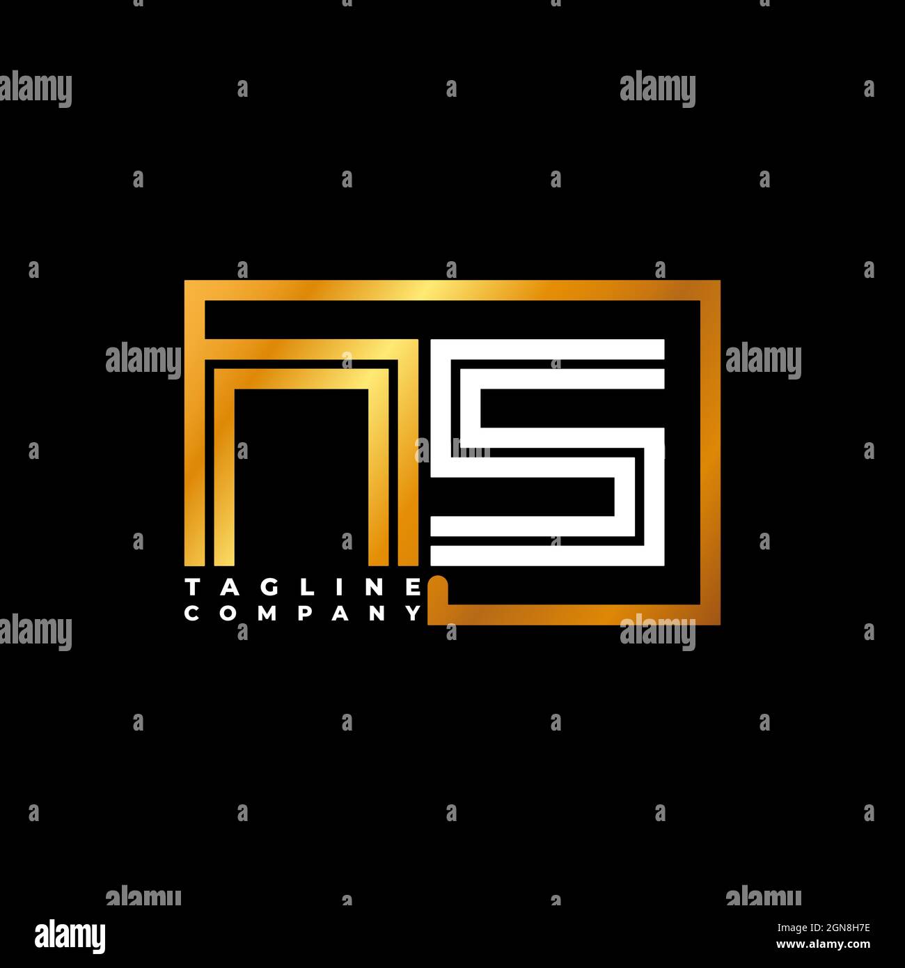 NS Logo letter monogram shape line golden vector template. Business monogram company Stock Vector