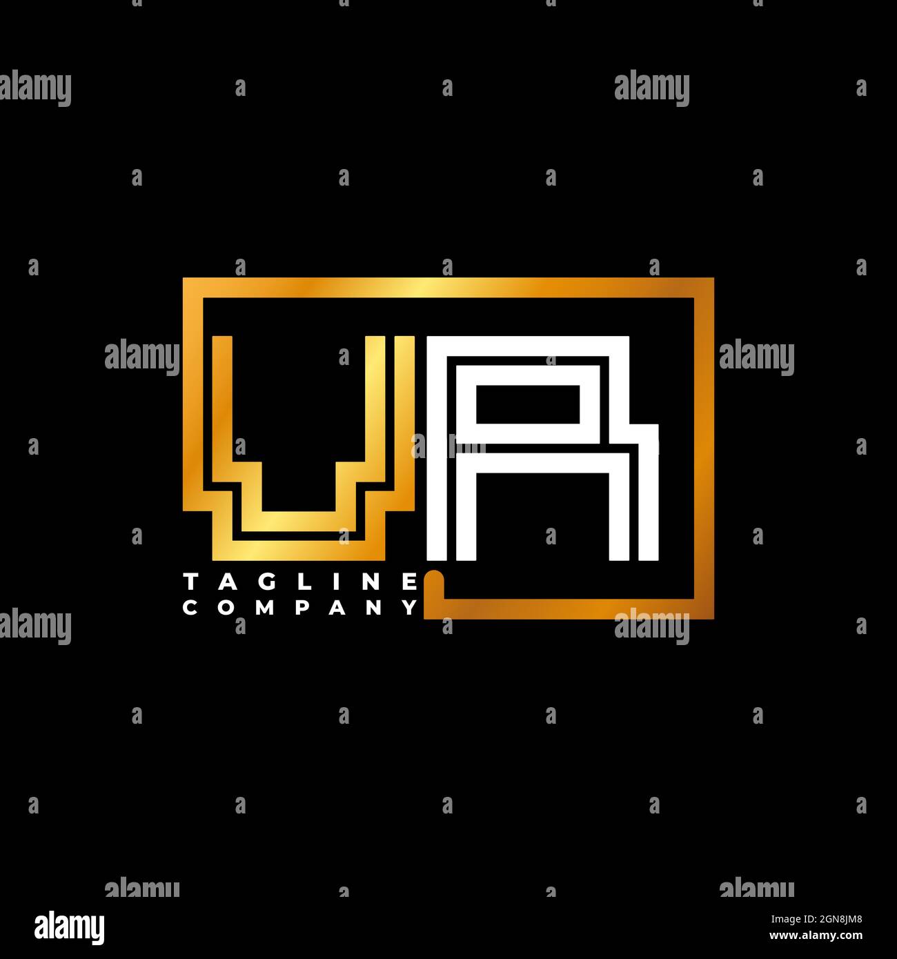 VR Logo letter monogram shape line golden vector template. Business monogram company Stock Vector