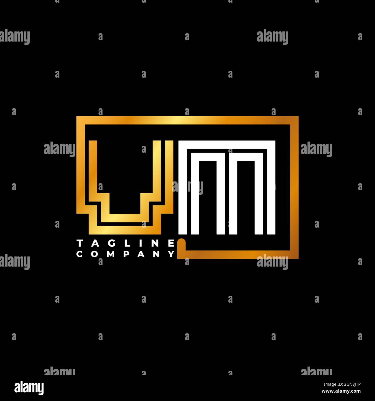 VM Logo letter monogram shape line golden vector template. Business ...