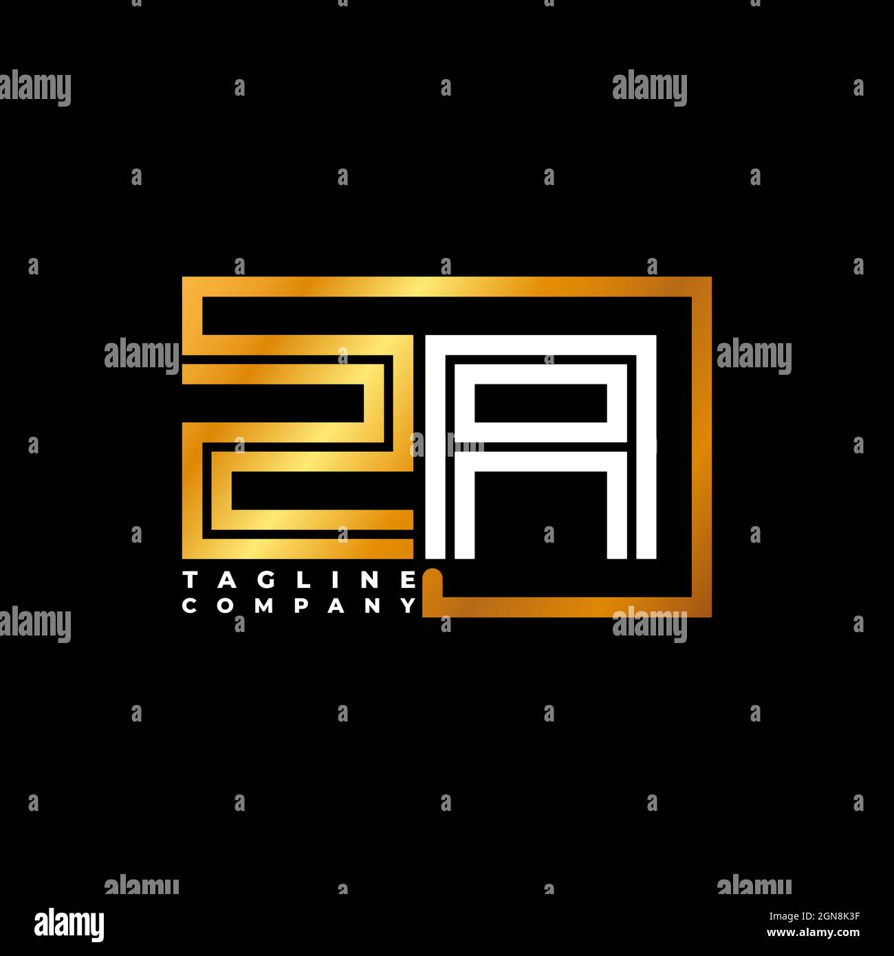 ZA Logo letter monogram shape line golden vector template. Business ...