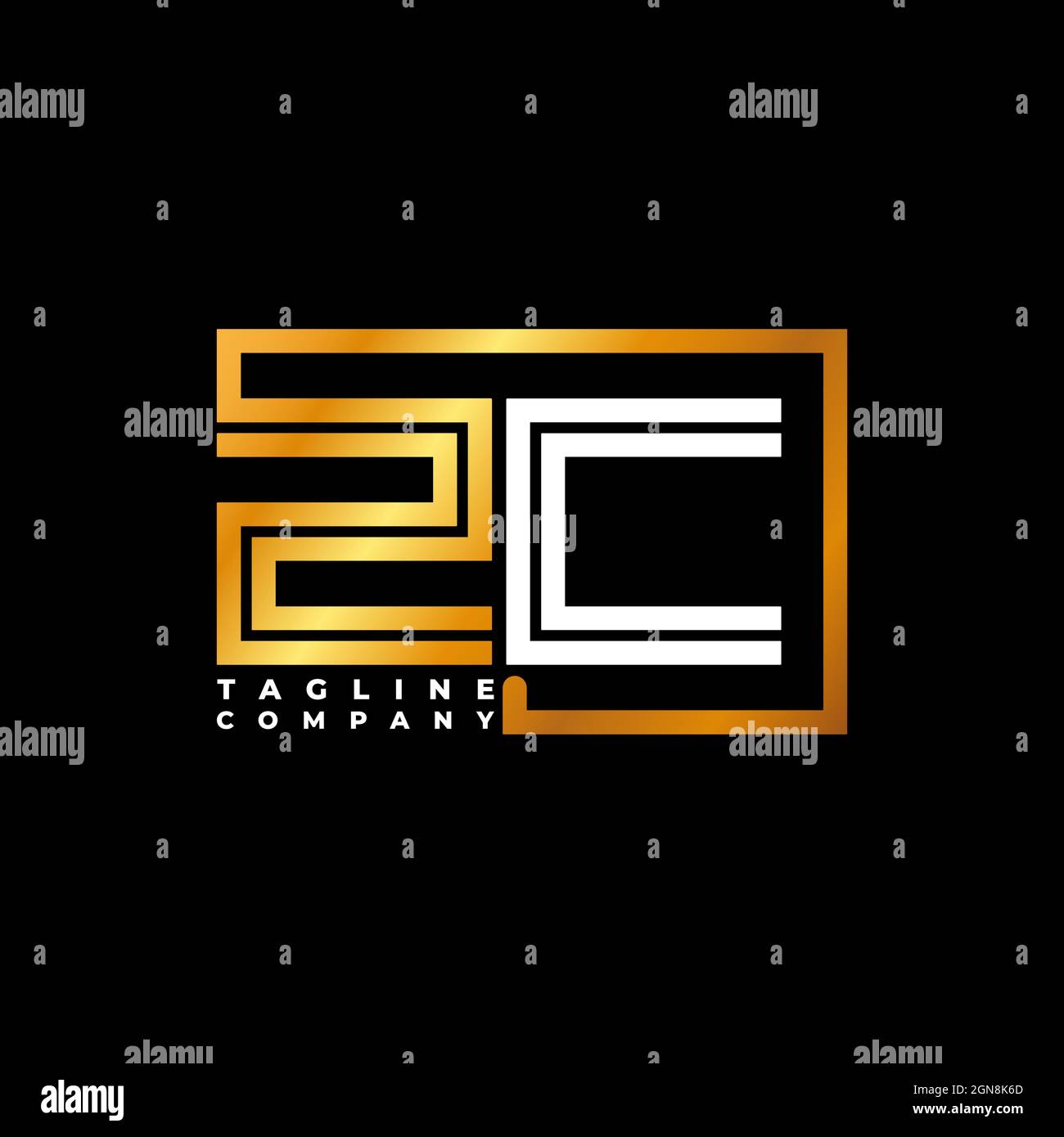 ZC Logo letter monogram shape line golden vector template. Business ...