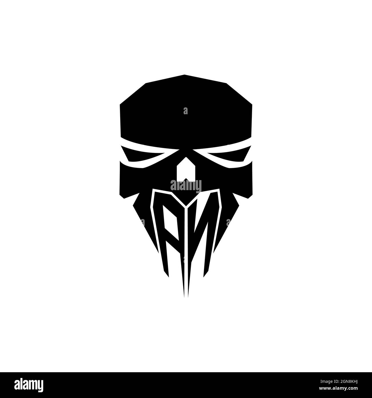 AN Initial ESport gaming logo. Modern head Skull shape template vector logo Stock Vector