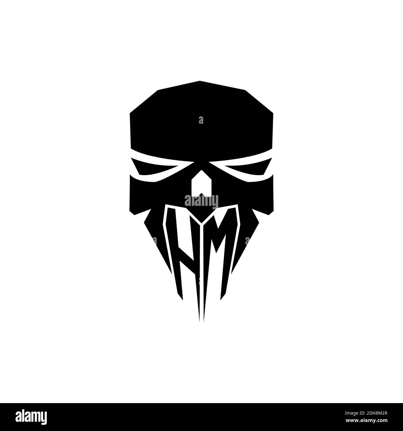 HM Initial ESport gaming logo. Modern head Skull shape template vector logo Stock Vector