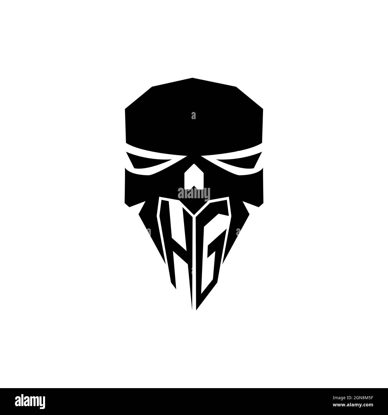 HG Initial ESport gaming logo. Modern head Skull shape template vector logo Stock Vector