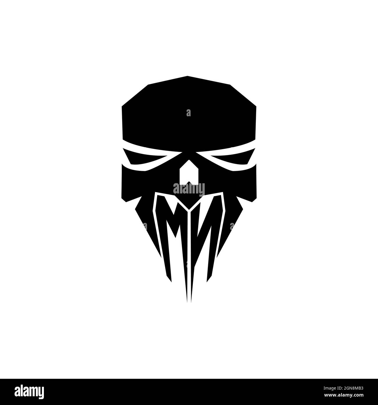 MN Initial ESport gaming logo. Modern head Skull shape template vector logo Stock Vector