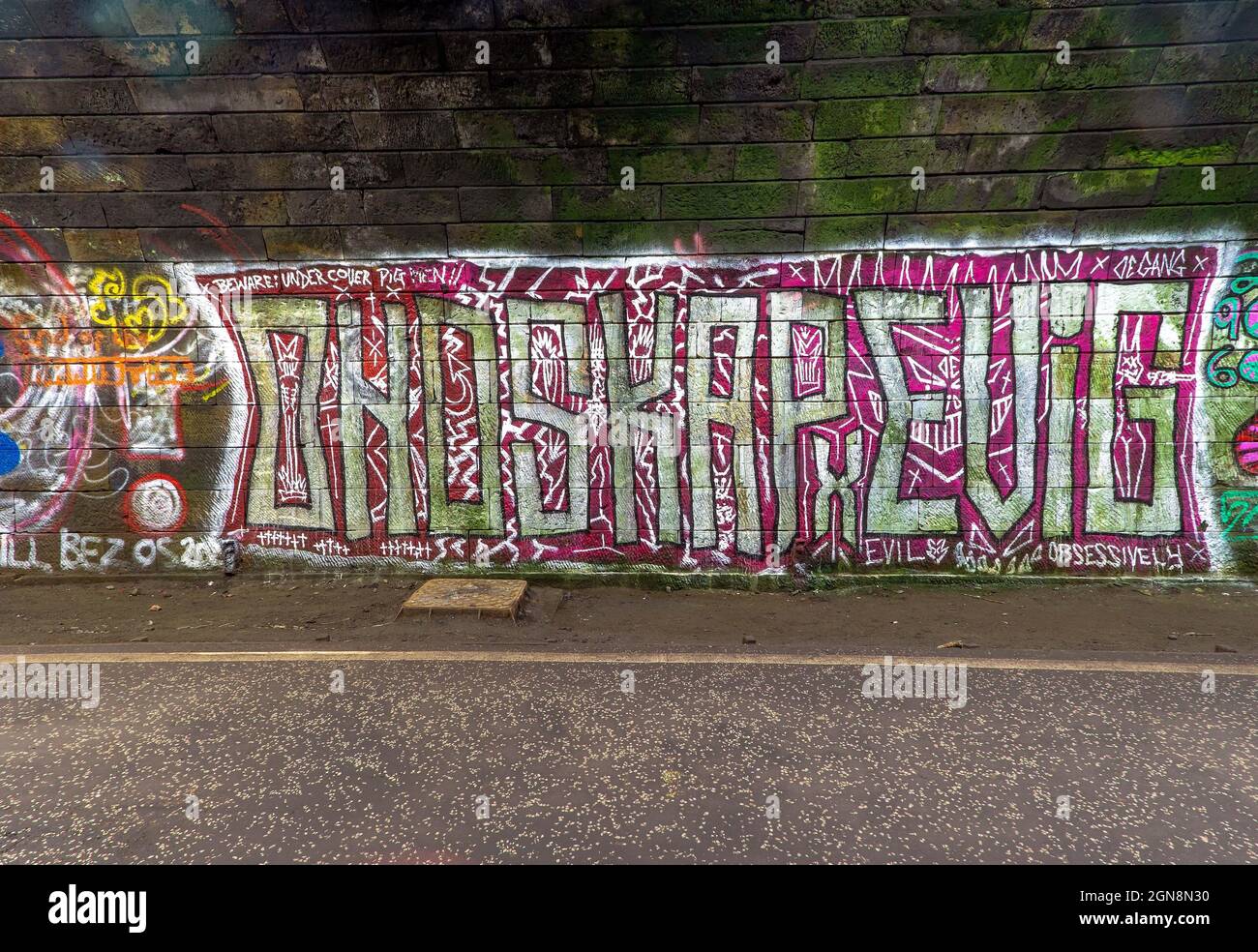 Graffiti art work in the Innocent Railway Tunnel in Edinburgh Stock