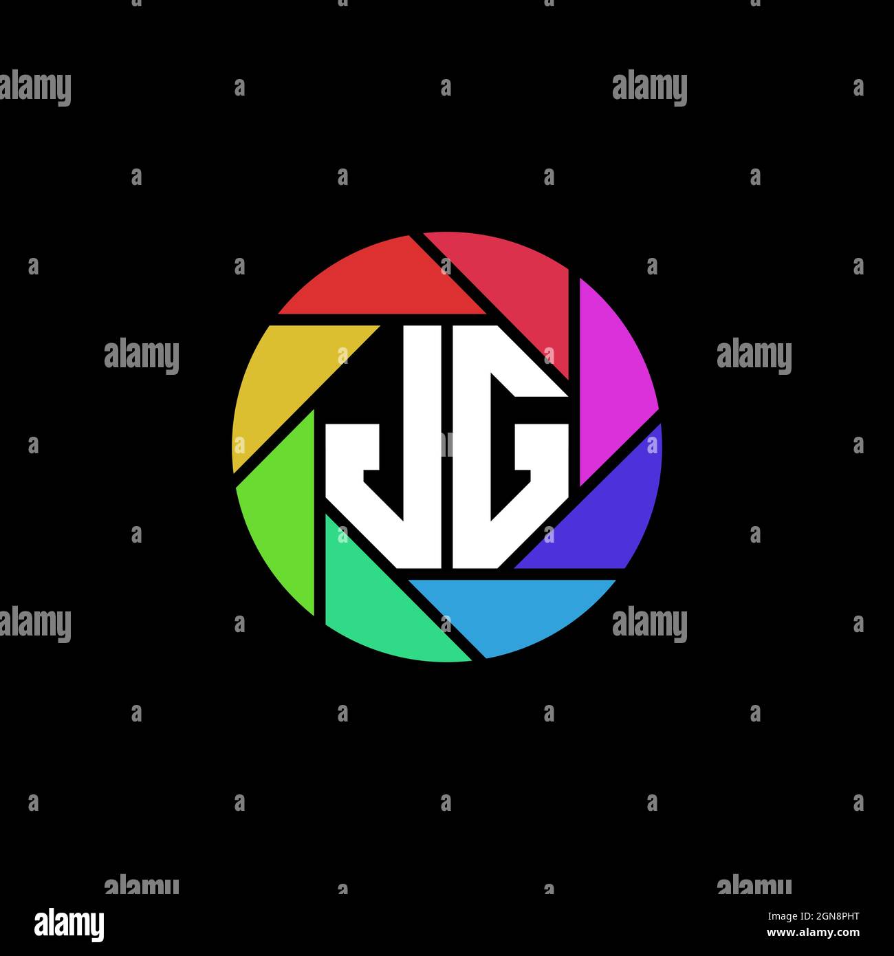 JG Initial ESport gaming logo. Modern head Skull shape template vector logo Stock Vector