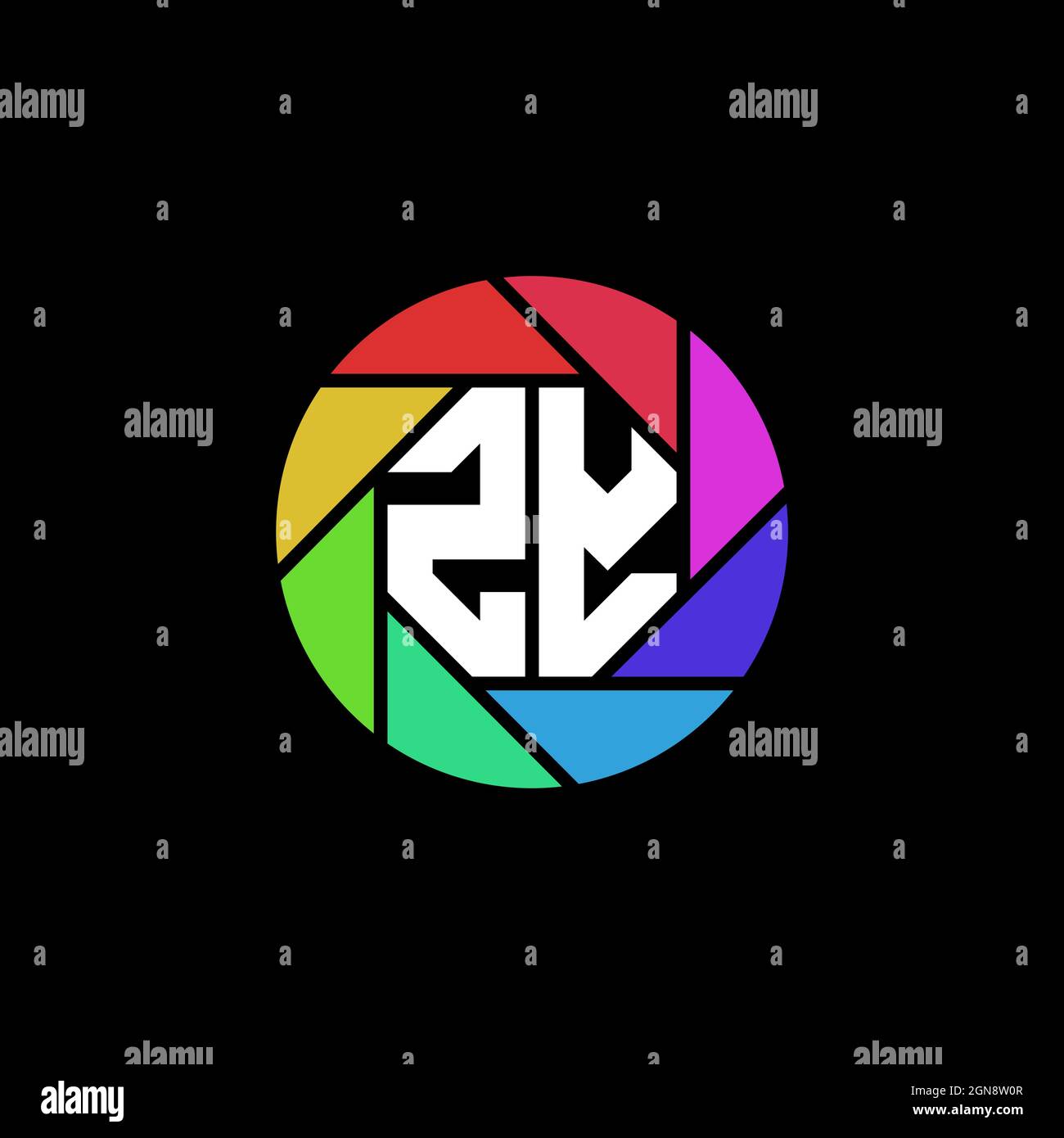 ZY Monogram Logo Letter Geometric Polygonal lens rainbow circle shape style Stock Vector