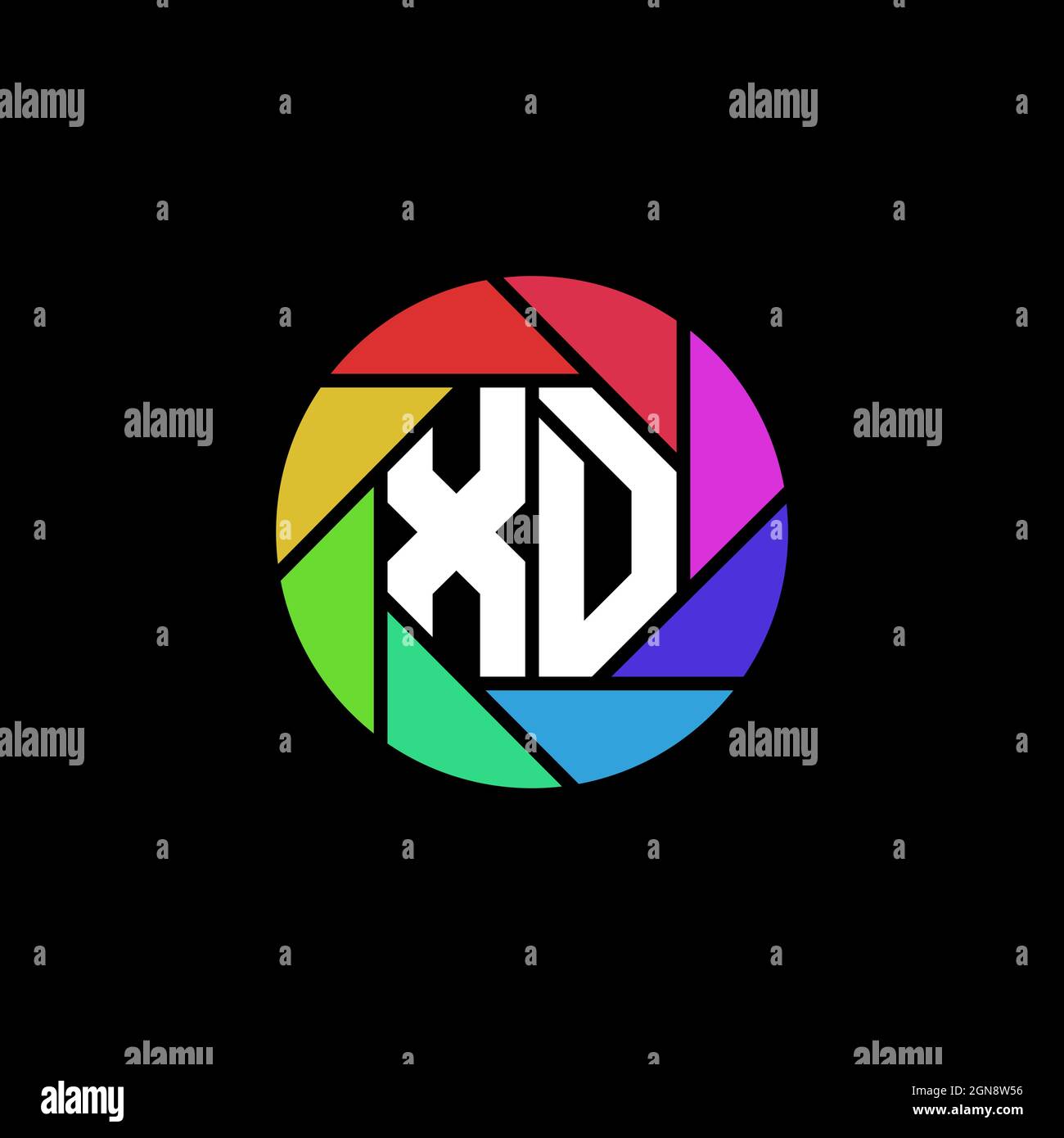 XD Monogram Logo Letter Geometric Polygonal lens rainbow circle shape ...