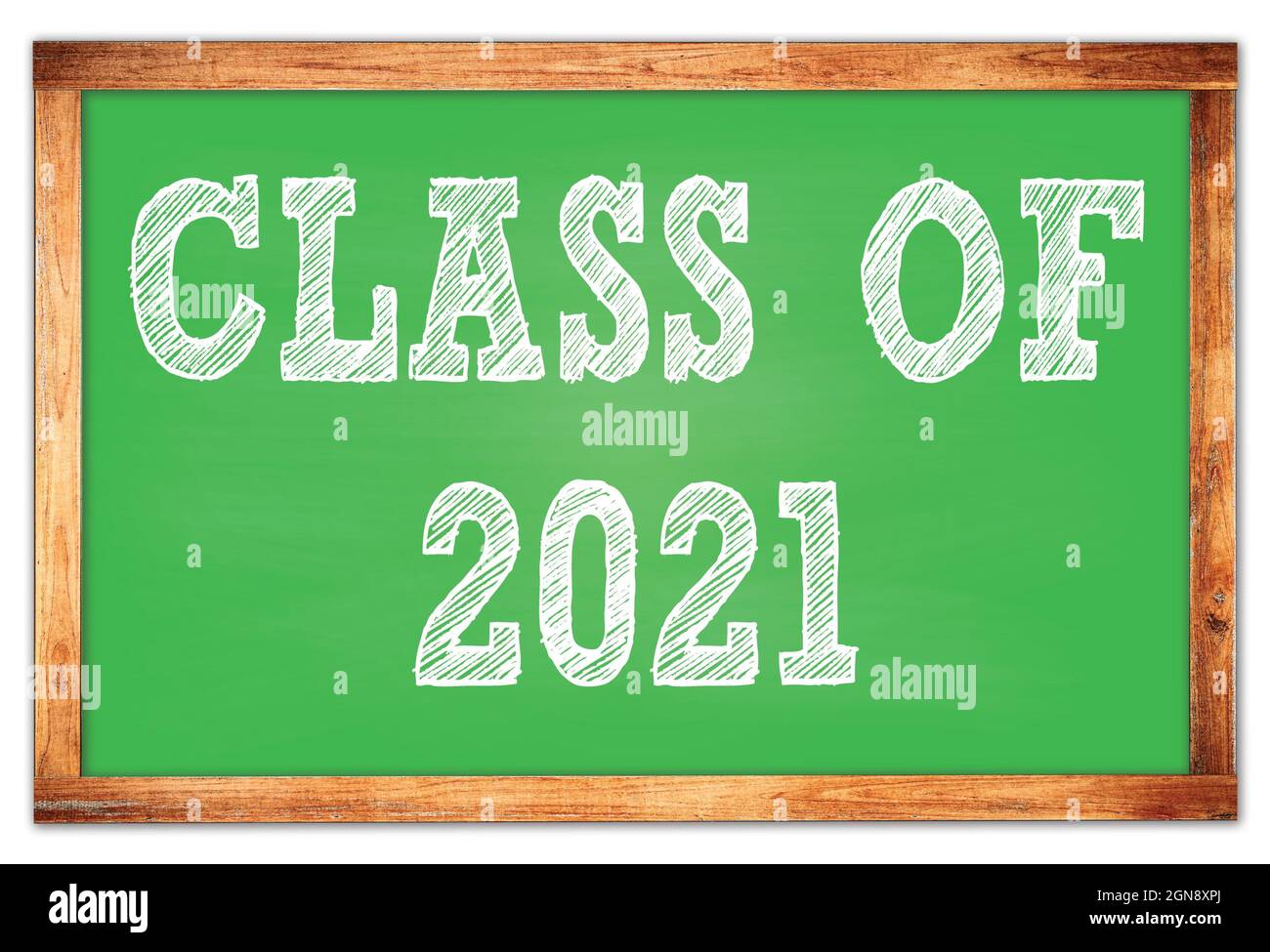 CLASS OF 2021 written on green wooden frame school blackboard Stock ...