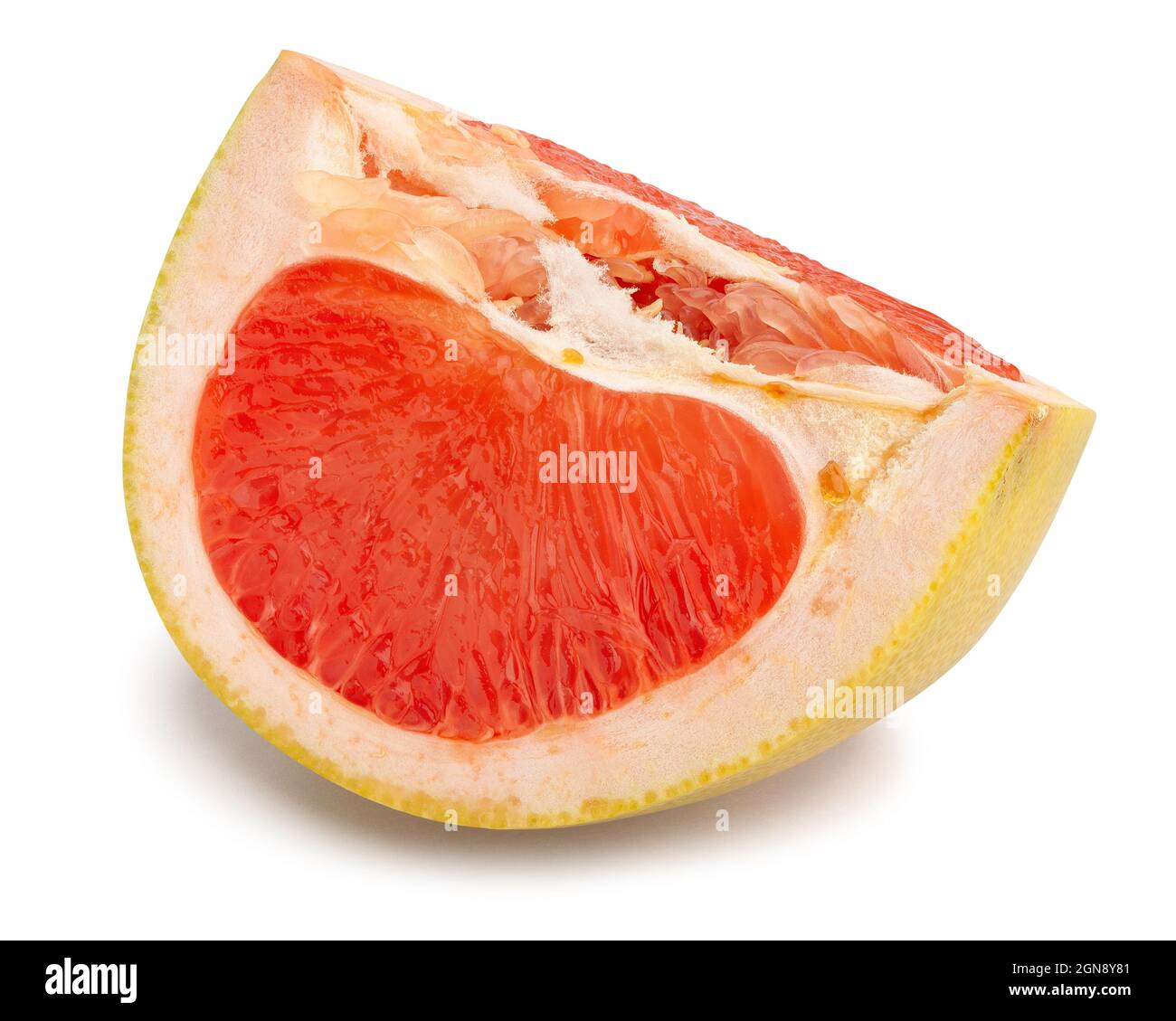 sliced yellow grapefruit path isolated on white Stock Photo