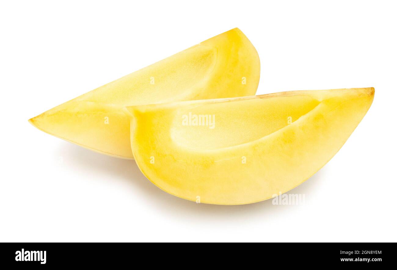 sliced pepino path isolated on white Stock Photo