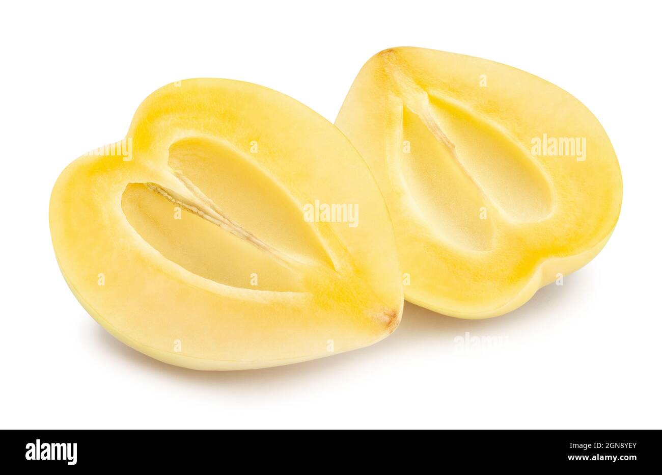 sliced pepino path isolated on white Stock Photo