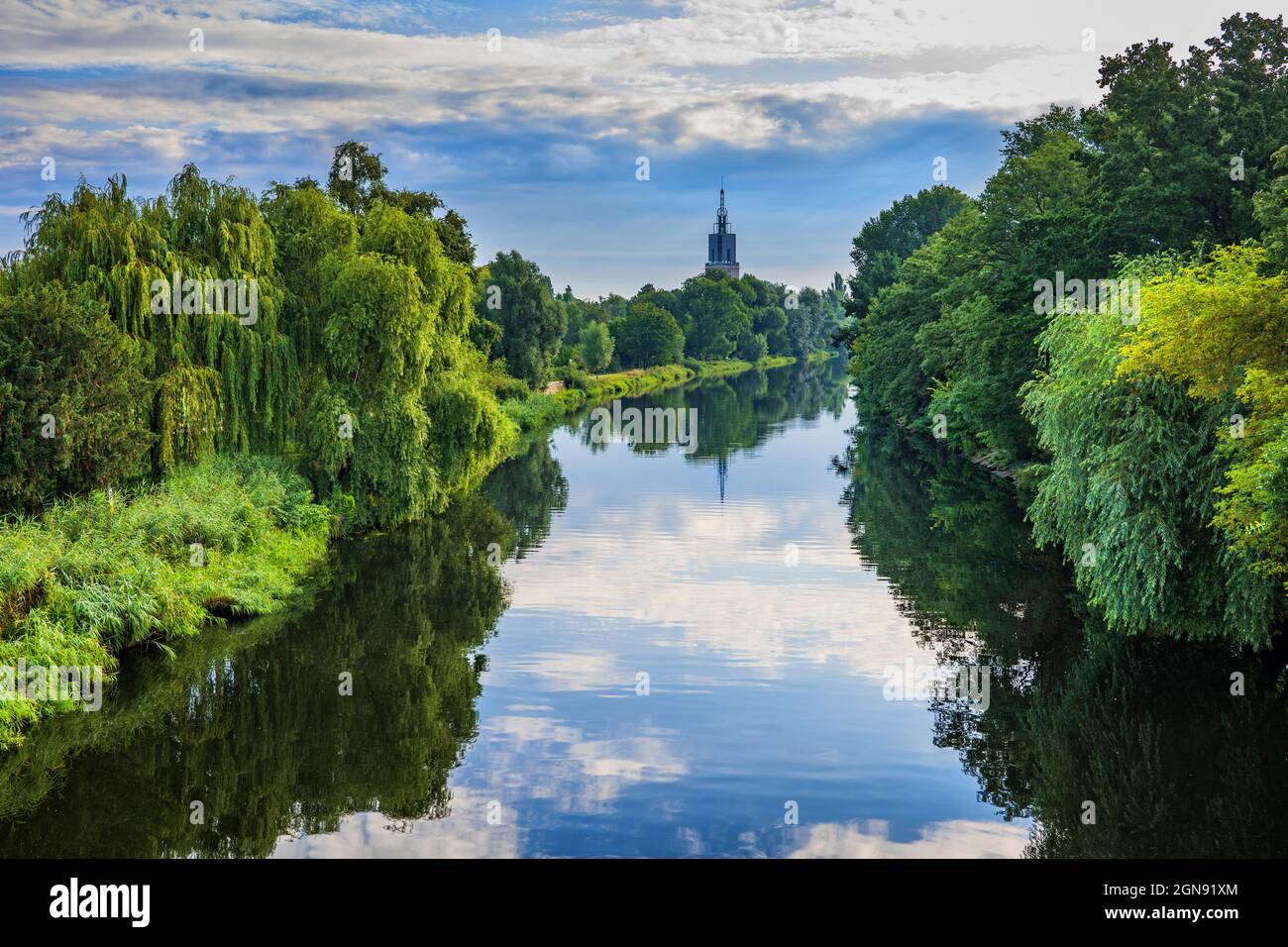 Havel river surrounded by green trees in summer Stock Photo