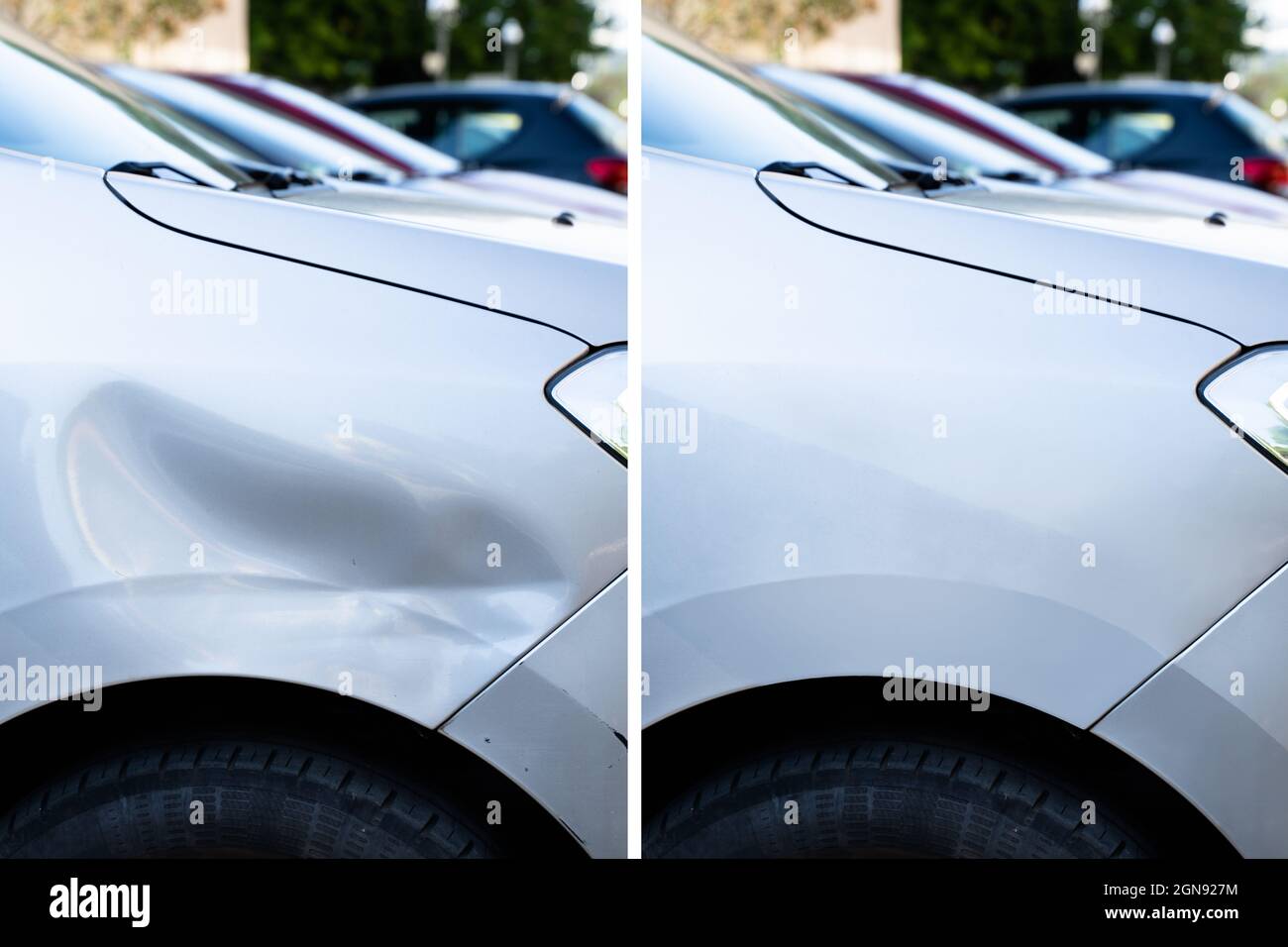 Photo Of Car Dent Repair Before And After Stock Photo - Alamy