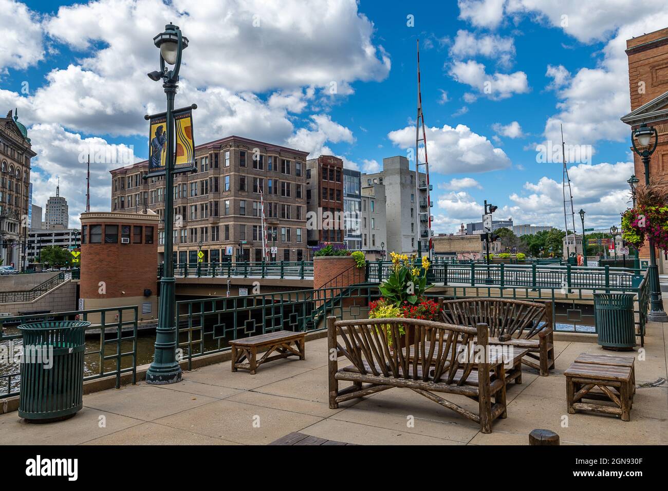 The Milwaukee Riverwalk Stock Photo Alamy