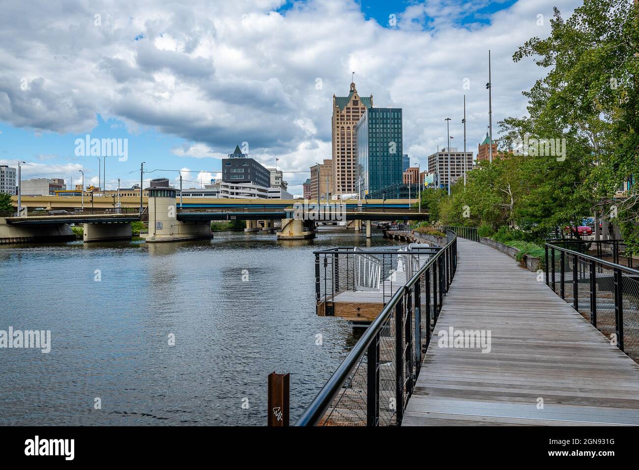 The Milwaukee Riverwalk Stock Photo Alamy
