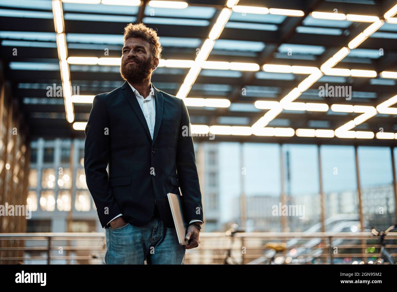 Double exposure of male professional and office building Stock Photo ...
