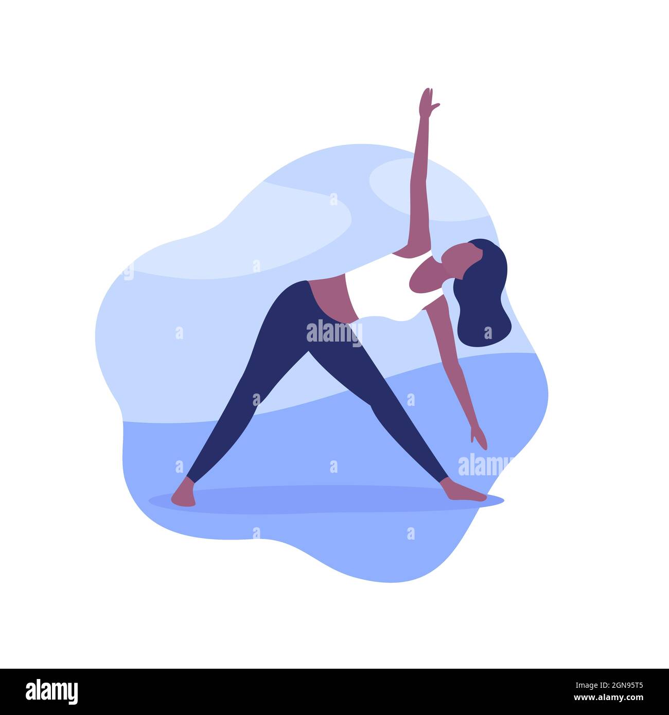 Triangle with Block Yoga pose. Young woman practicing yoga exercise. Woman  workout fitness, aerobic and exercises. 14728080 Vector Art at Vecteezy