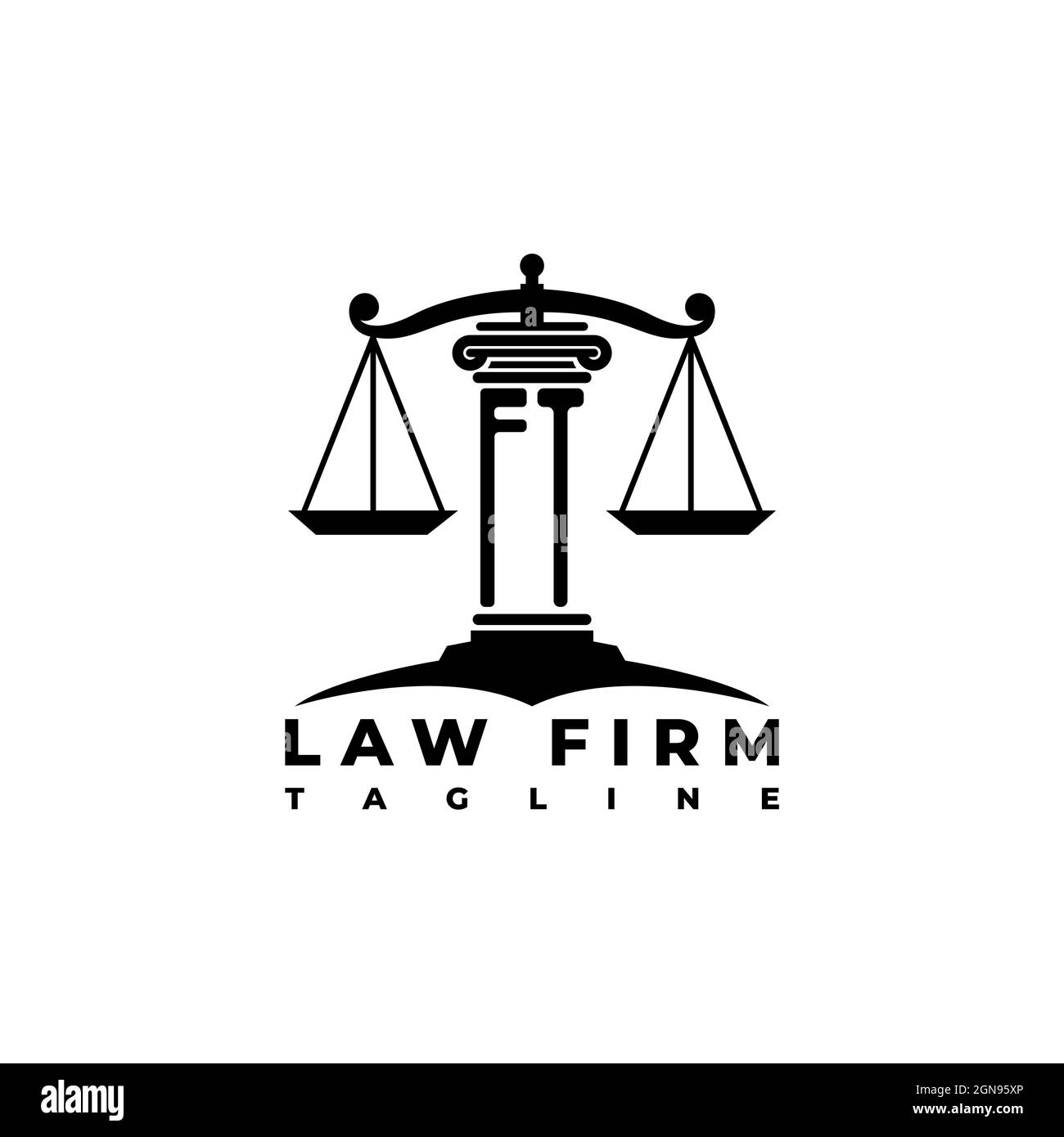 FT Monogram Logo Letter Pillars Geometric shape style vector, Law Firm