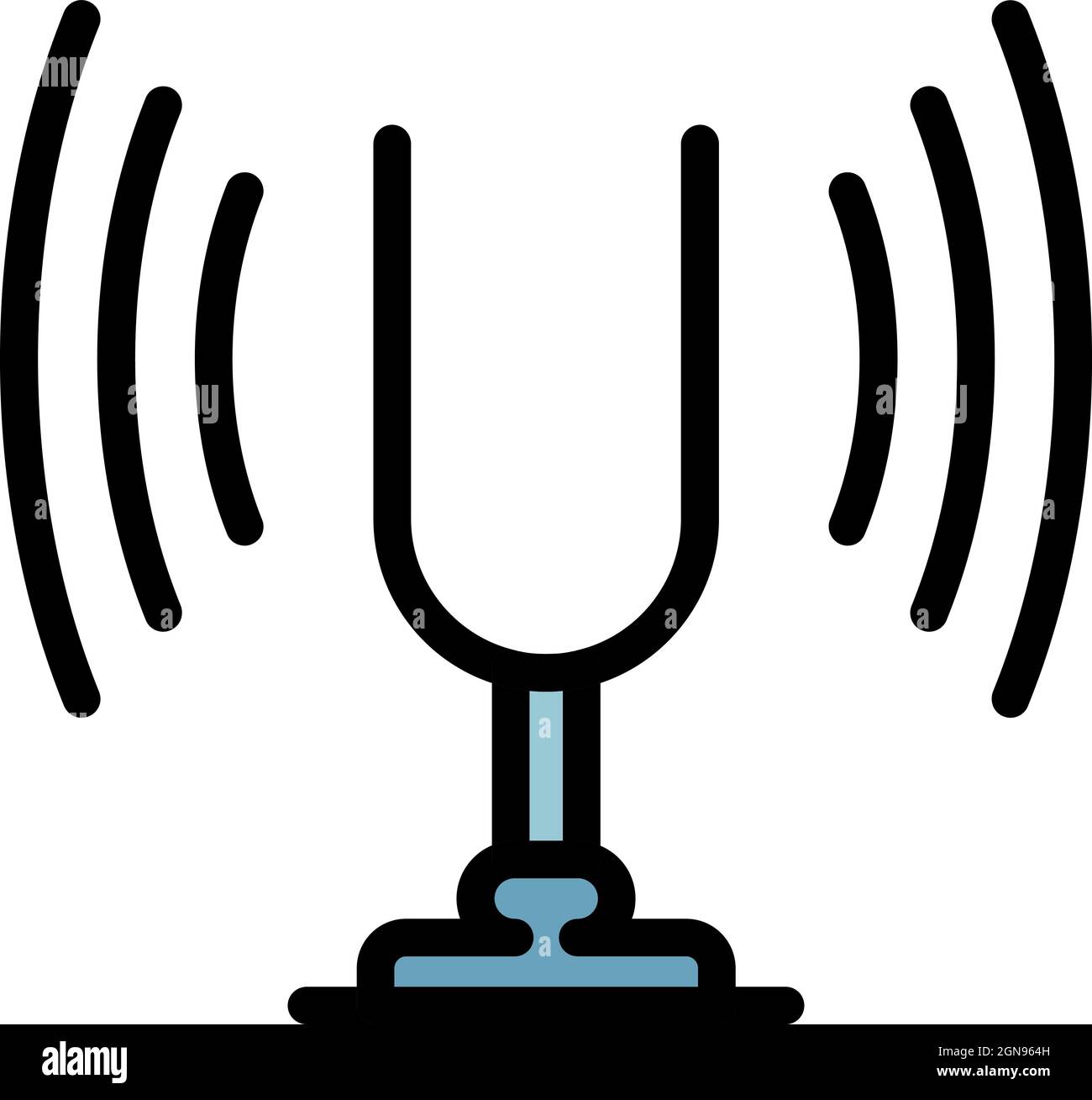 Tuning fork device icon. Outline tuning fork device vector icon color flat isolated Stock Vector