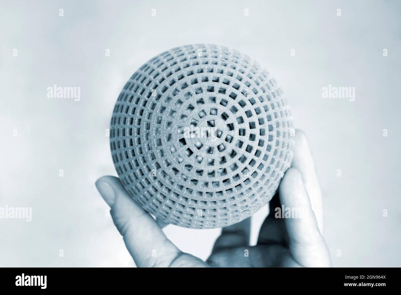 Person holding object printed on 3D printer from polyamide powder Stock ...