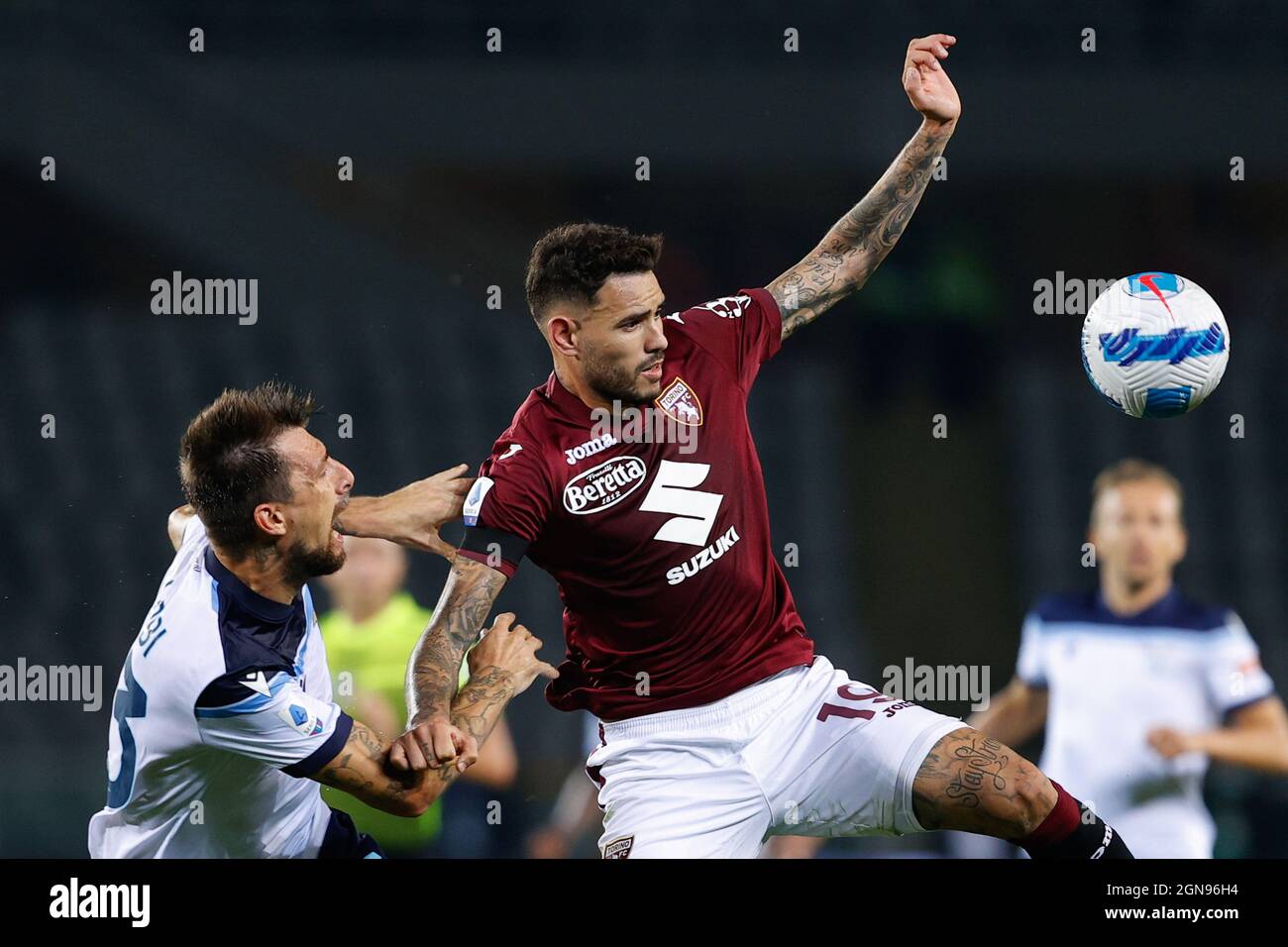 Olimpico Grande Torino Turin Italy September 23 21 Antonio Sanabria Torino Fc Fights For Ball Possession