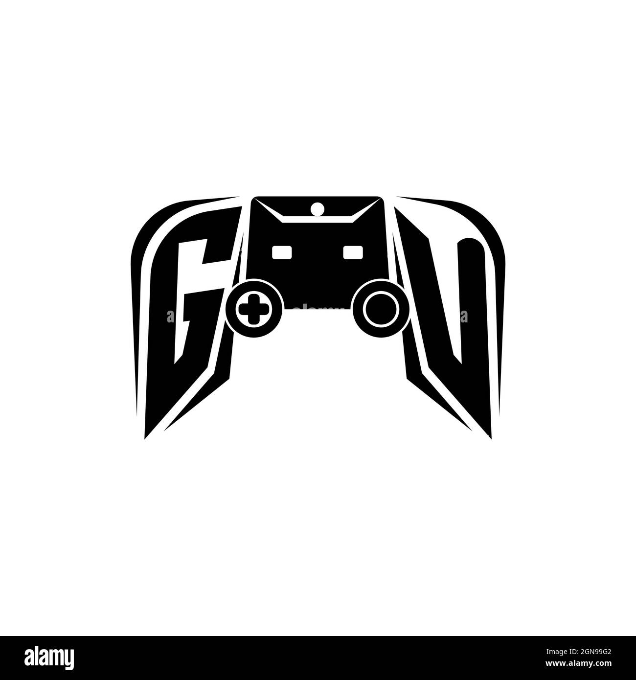 GU Initial ESport gaming logo. Game console shape style vector template Stock Vector
