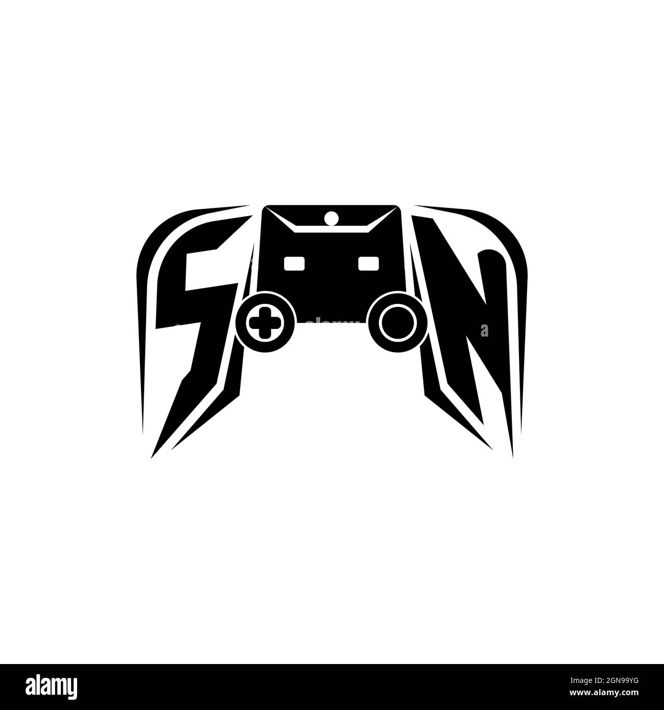 SN Initial ESport gaming logo. Game console shape style vector template Stock Vector