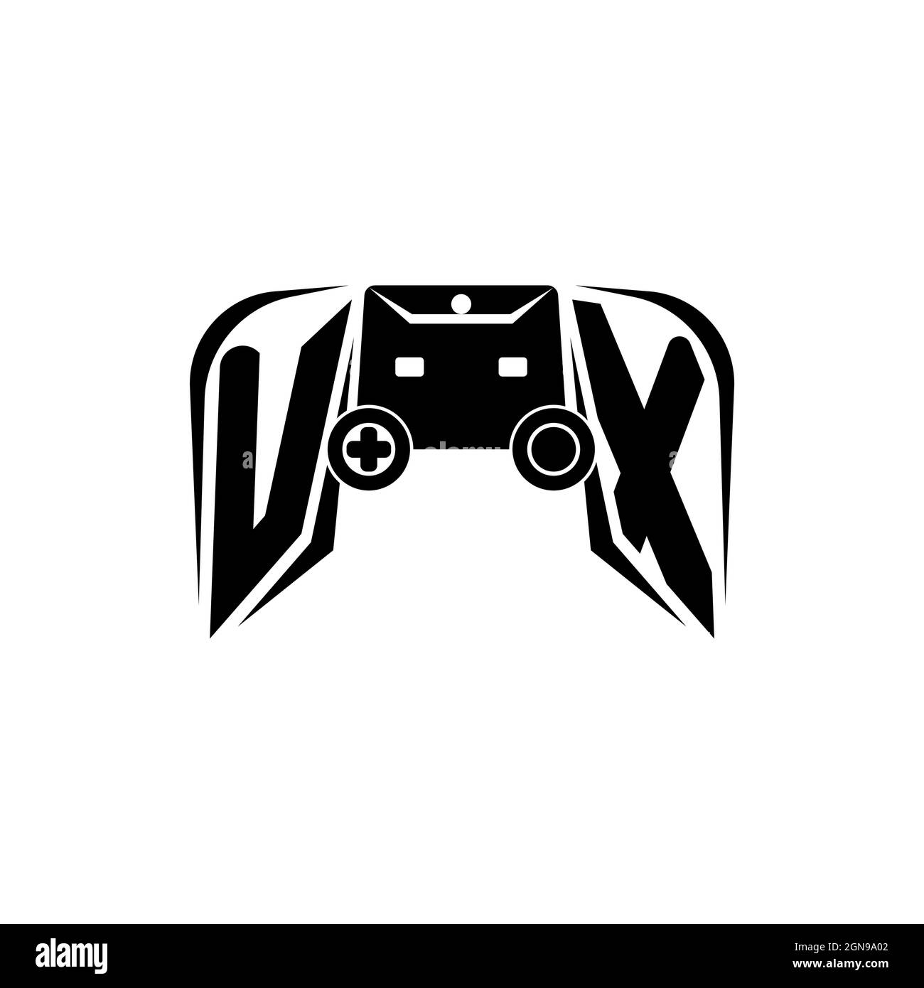 UX Initial ESport gaming logo. Game console shape style vector template Stock Vector