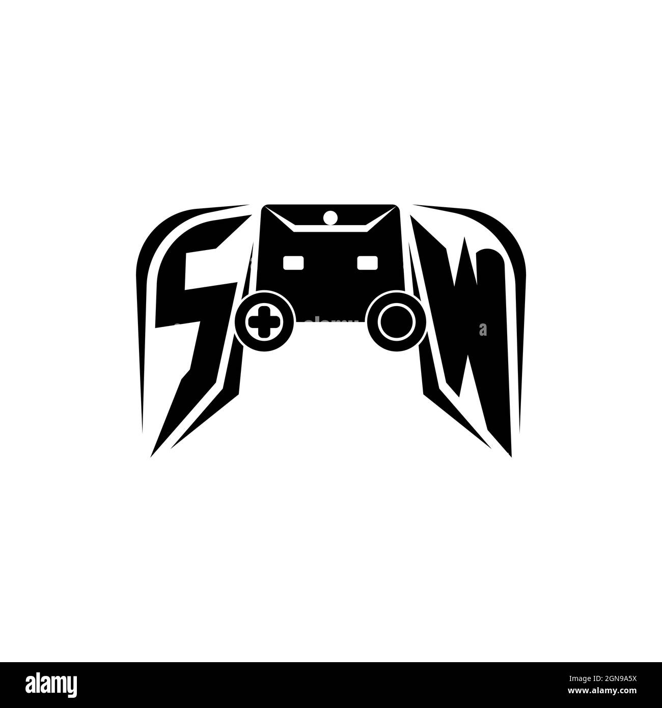 SW Initial ESport gaming logo. Game console shape style vector template Stock Vector