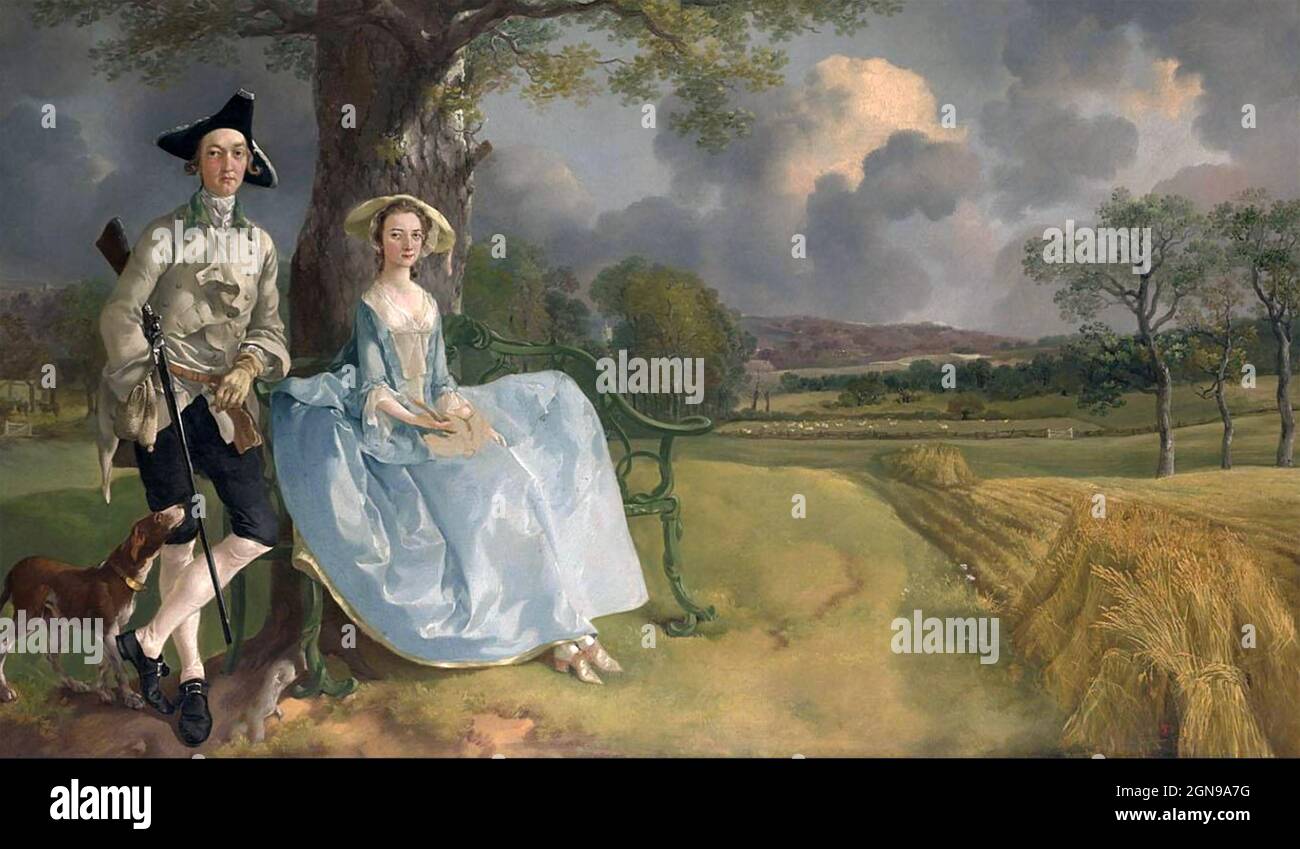 MR AND MRS ANDREWS painted about 1750  by English artist Thomas Gainsborough (1727-1788). Held in the National Gallery, London, Stock Photo