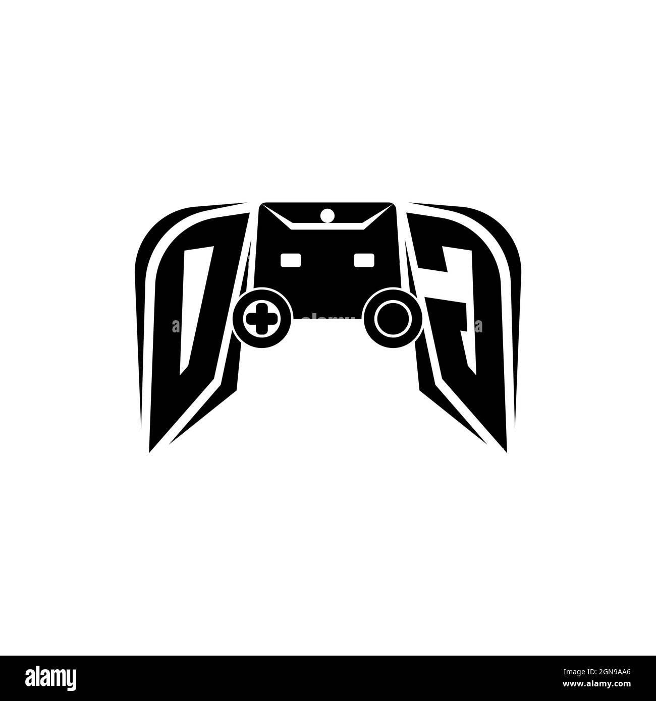 OG Initial ESport gaming logo. Game console shape style vector template Stock Vector