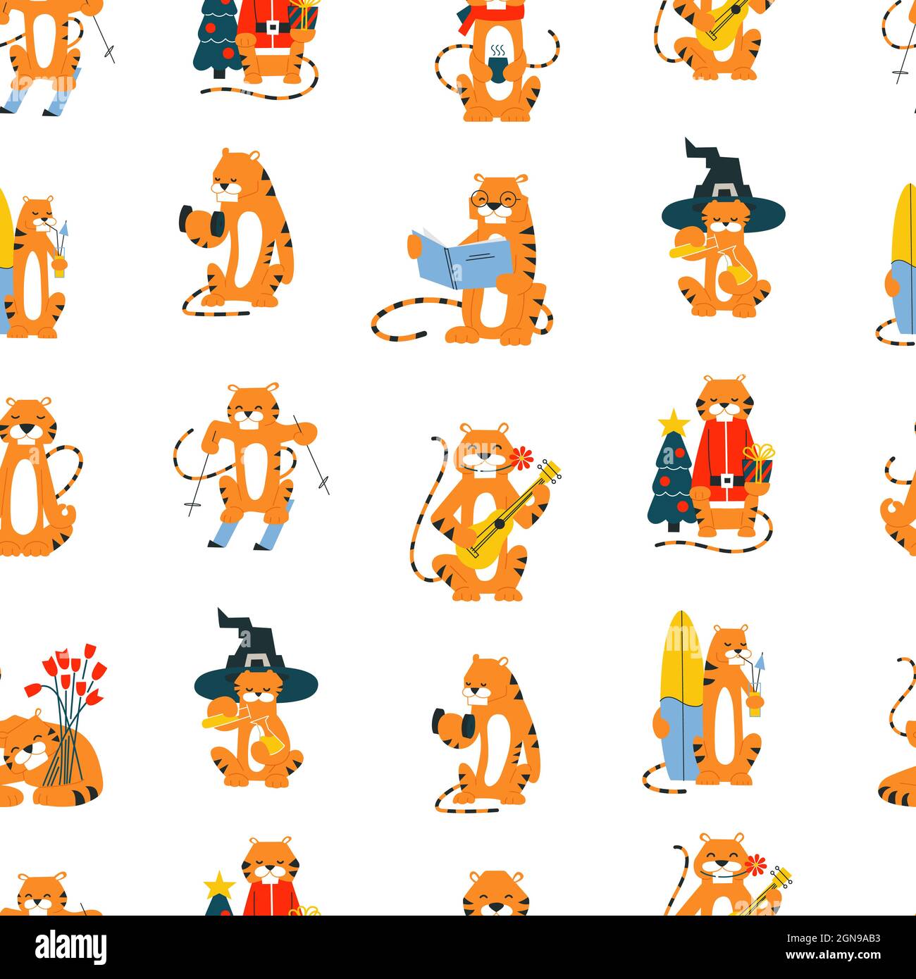 Christmas Horoscope 2022 Vector Seamless Pattern With Cartoon Tigers. New Year 2022. Chinese  Horoscope. Merry Christmas. Background Endless Texture Template. Seasons  Winter Stock Vector Image & Art - Alamy
