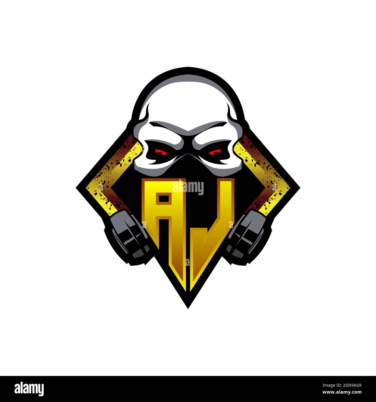 AN Initial ESport gaming logo. Game console shape style vector template Stock Vector