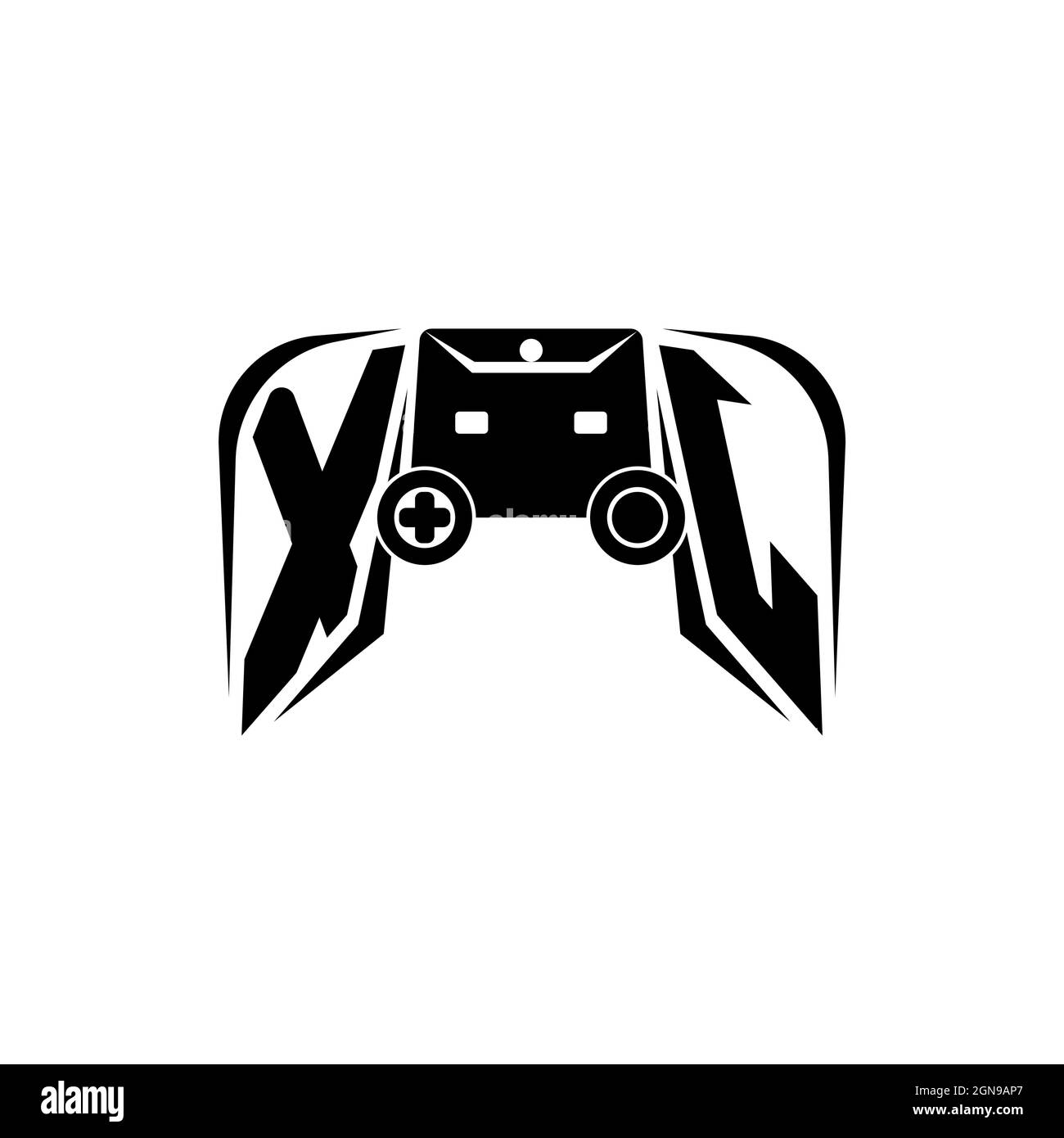 XJ Initial ESport gaming logo. Game console shape style vector template Stock Vector