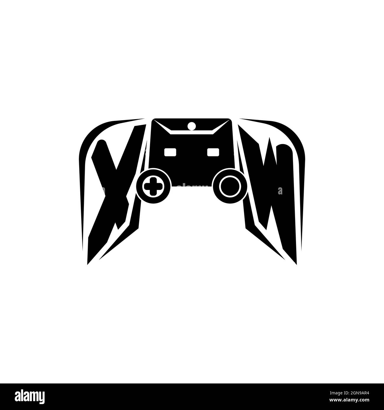 XW Initial ESport gaming logo. Game console shape style vector template Stock Vector