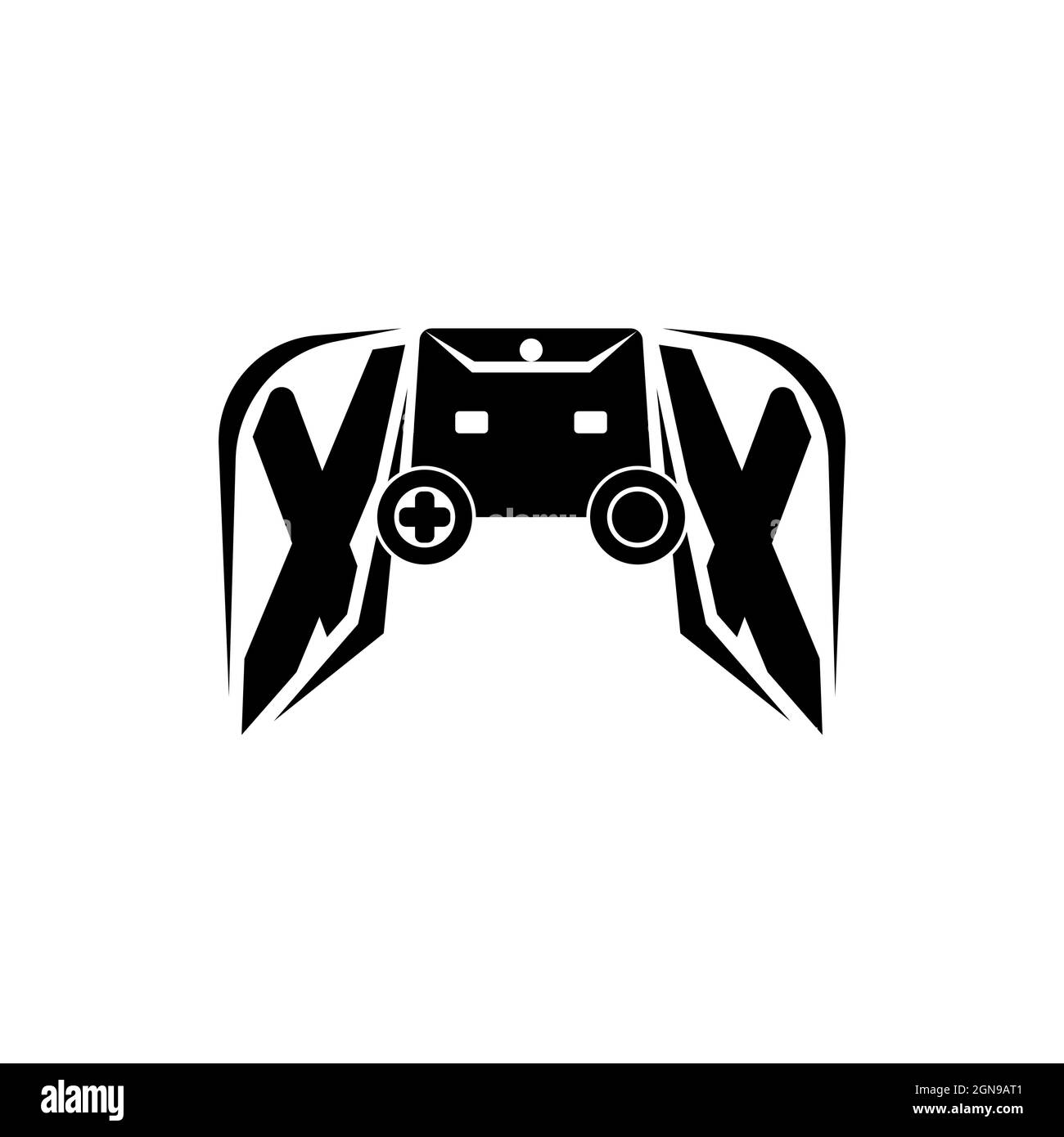 XX Initial ESport gaming logo. Game console shape style vector template Stock Vector