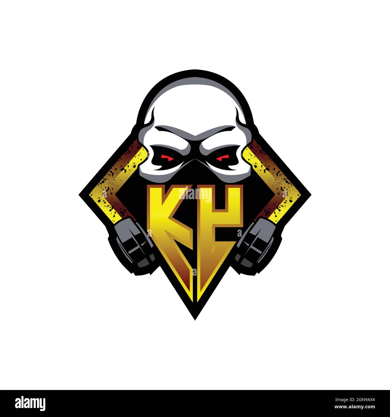 XH Initial ESport gaming logo. Game console shape style vector template Stock Vector