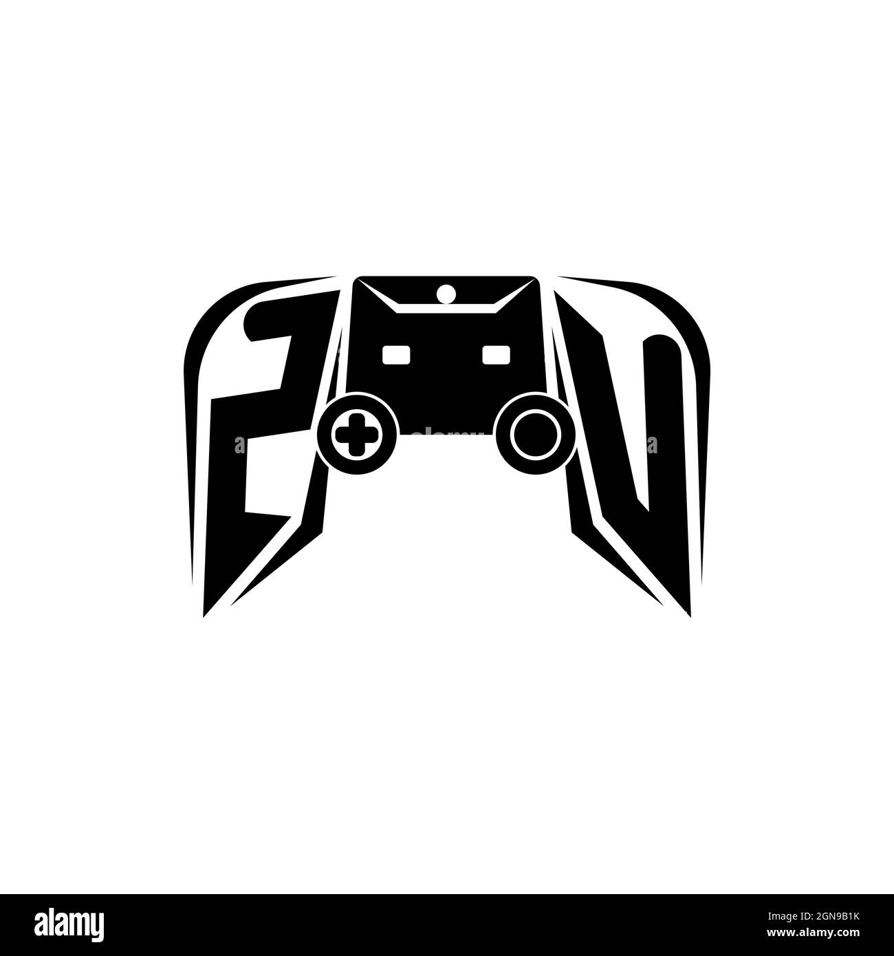ZU Initial ESport gaming logo. Game console shape style vector template Stock Vector