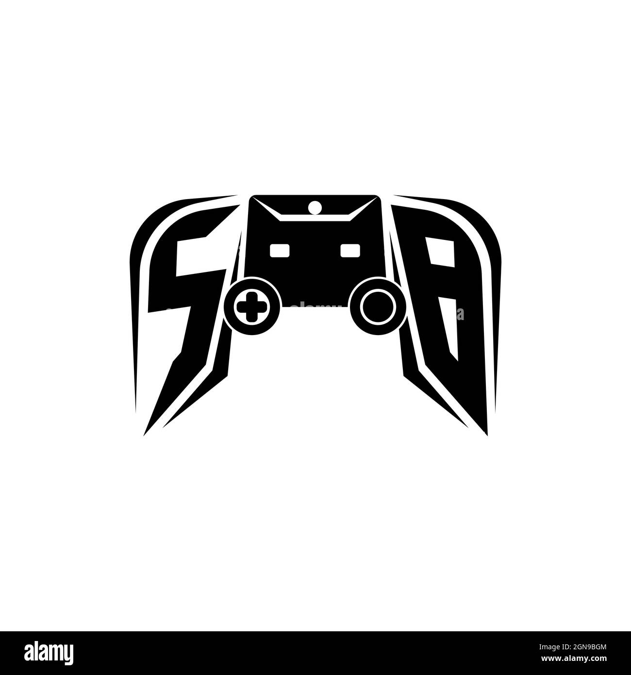 SB Initial ESport gaming logo. Game console shape style vector template Stock Vector