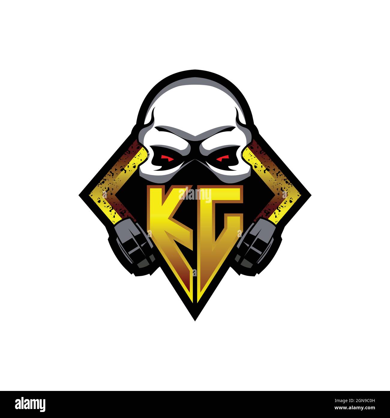 KJ Logo monogram with Skull Shape designs template vector icon modern Stock Vector