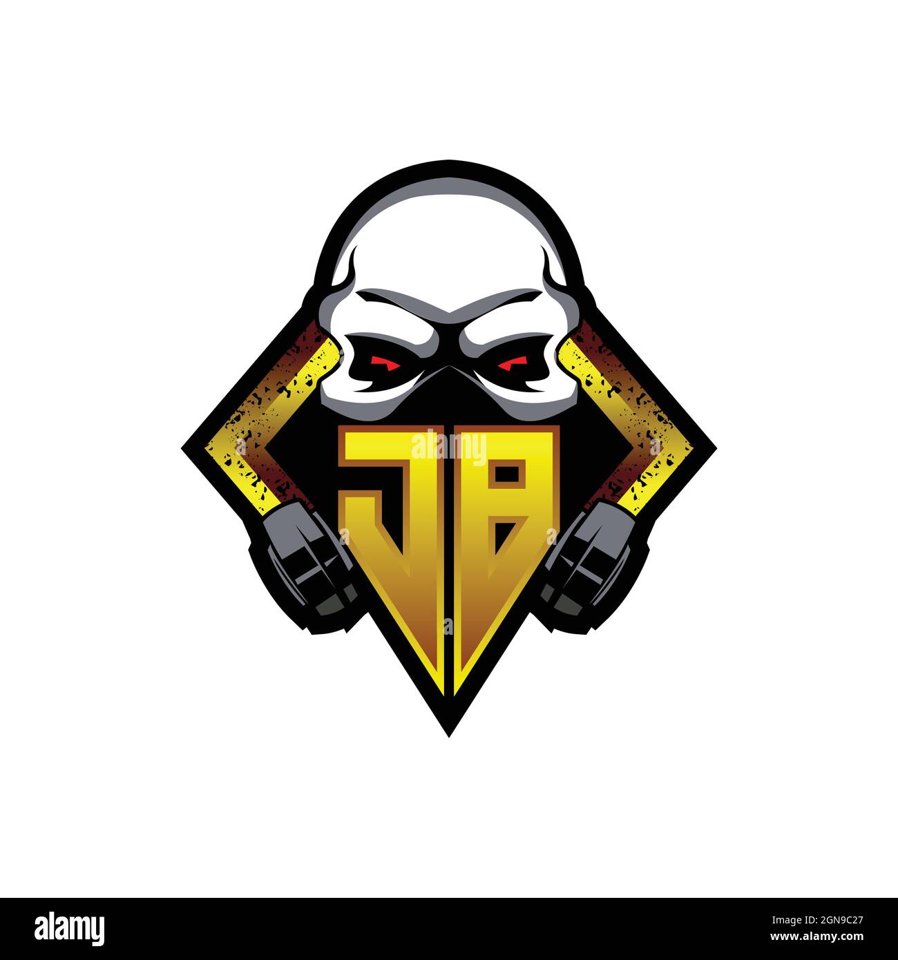 JB Logo monogram with Skull Shape designs template vector icon modern